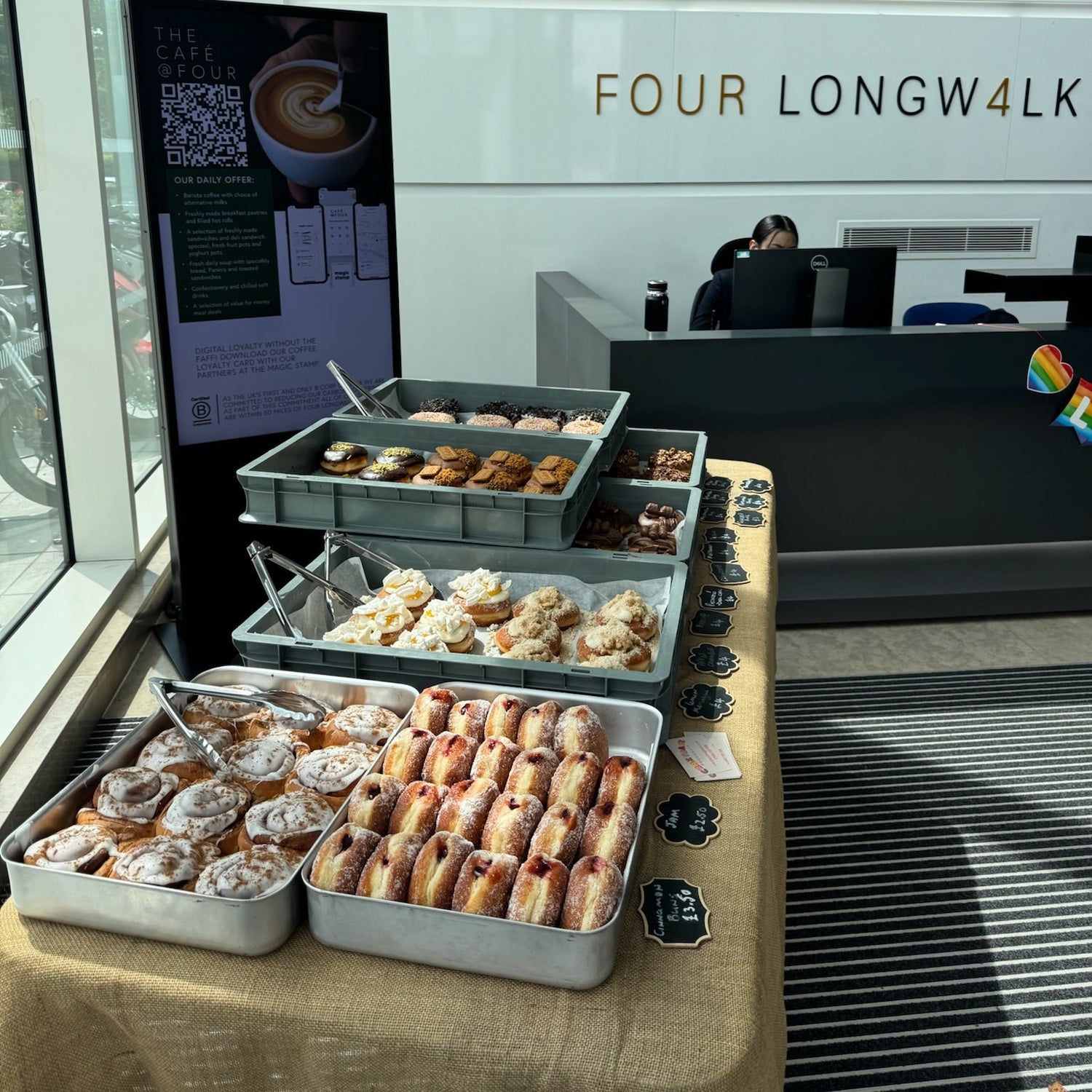doughnut pop up display in office building