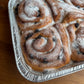 Chelsea buns close up in tray